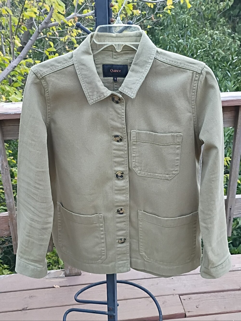 Quince Women's Olive Green Chore Utility Jacket sz S - Picture 4 of 11